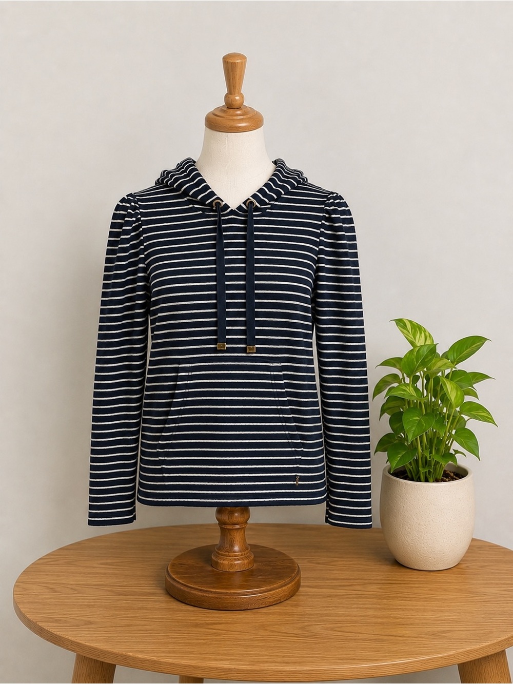 Juicy Couture Nautical Striped‎ Terry Cloth Hooded Sweatshirt Sweater Hoodie
